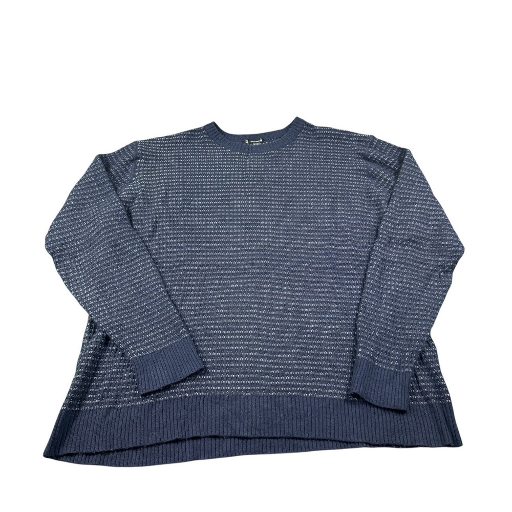 Smartwool Ripple Ridge Tick Stitch Crew Mens Sweater Wool Blend Blue XL